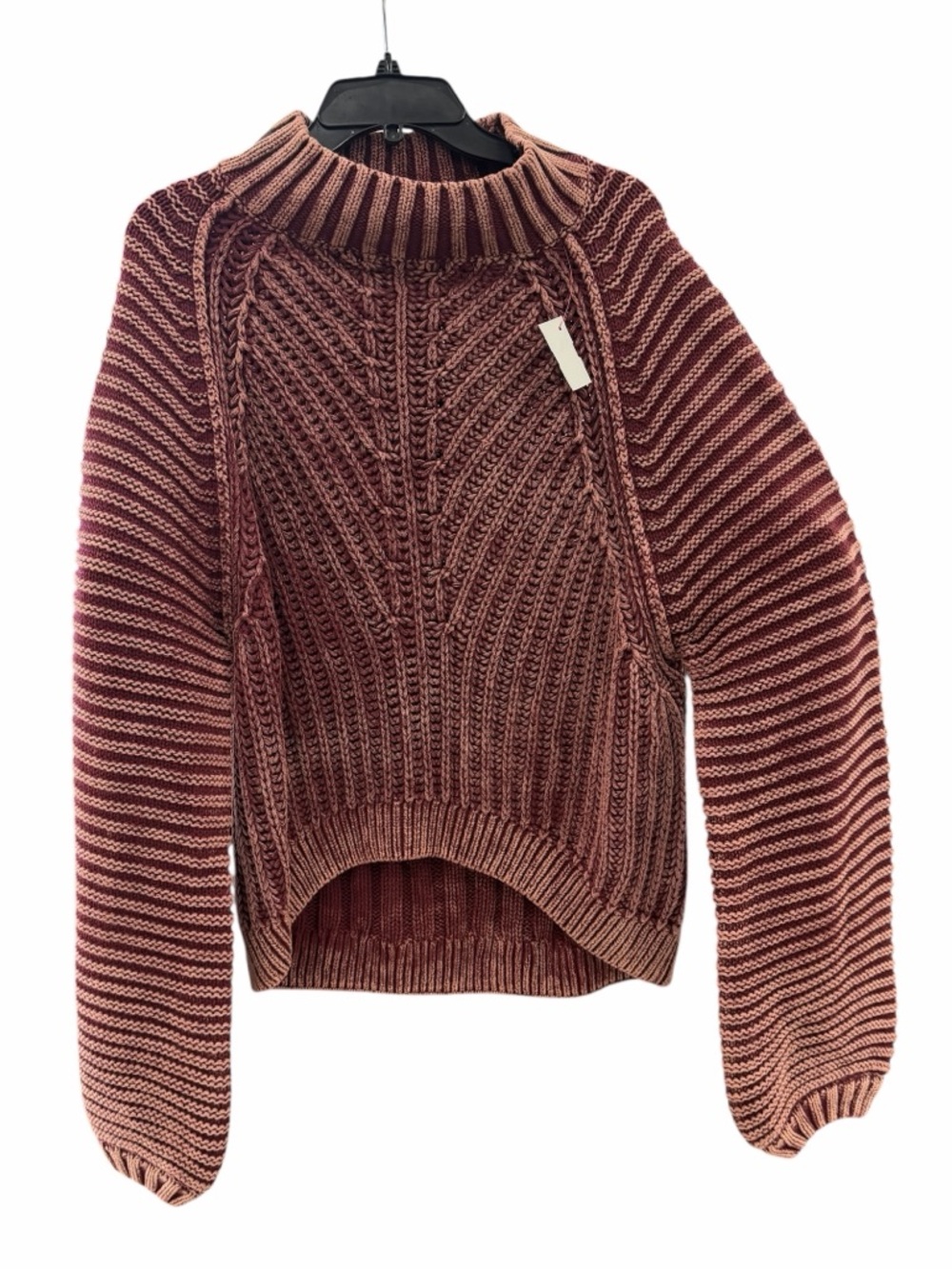 Free People Sweetheart Rib Chunky Sweater XL Garnet Mock Neck Cozy Knit - Picture 3 of 5